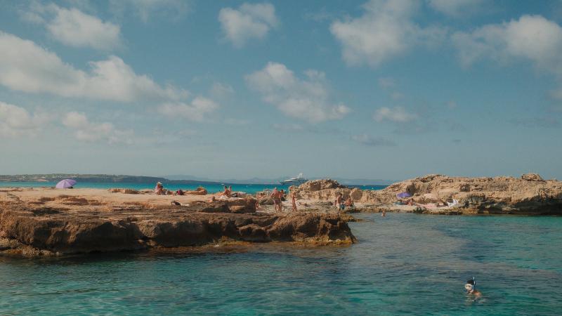 Snorkelling off the rocks in Formentera